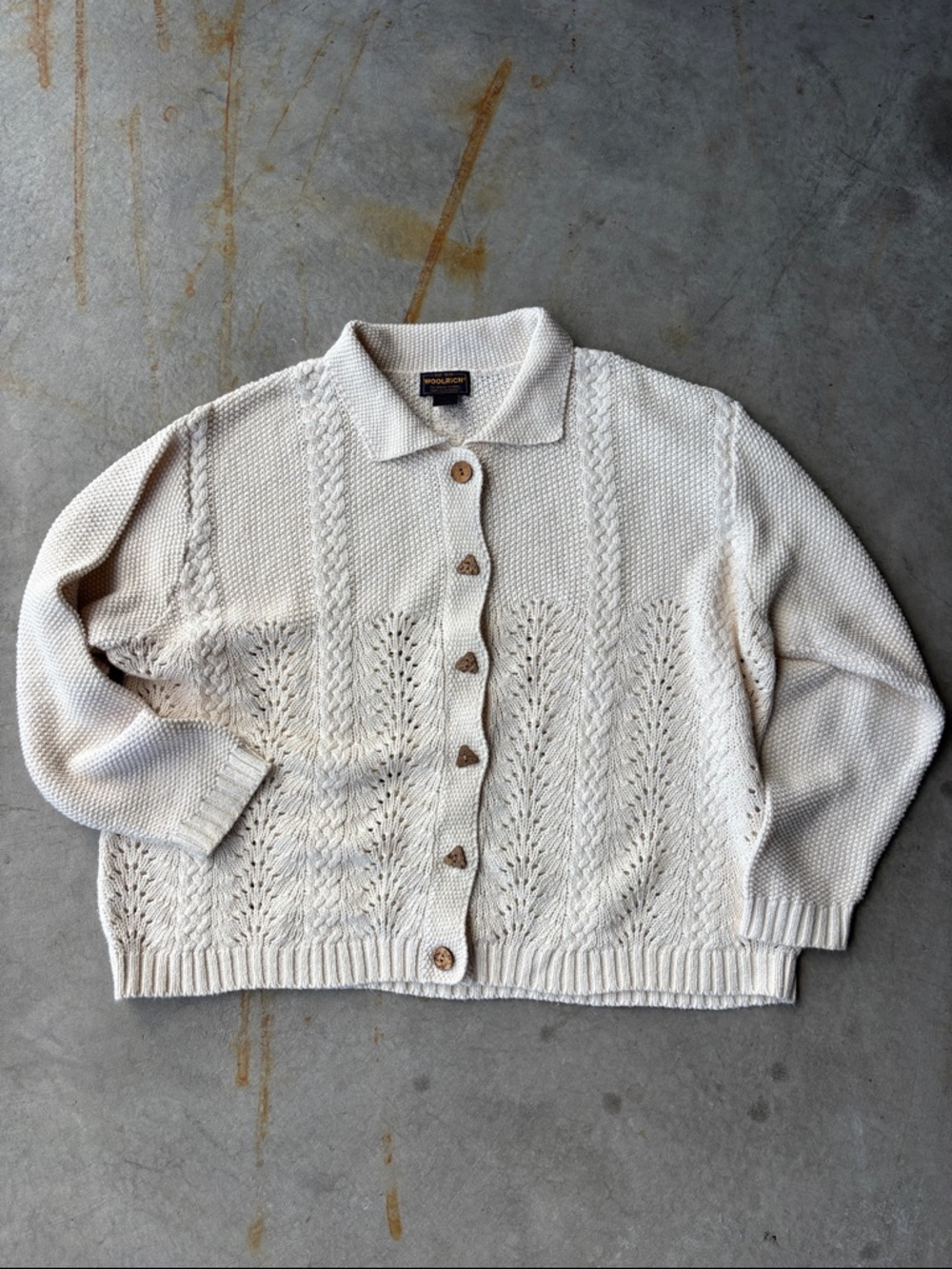 Vintage Woolrich Cream Knit Cardigan Cottagecore Grandpa Grandma Core Sweater